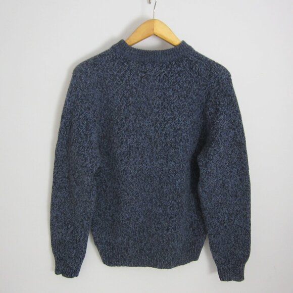 Vintage LL Bean Ragg Sweater Mens M Blue Black LS Marled Lambswool Outdoor Wool - Picture 5 of 10